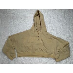 ECHT Womens Yellow Crop Hoodie Sweatshirt Long Sleeve size Large‎
